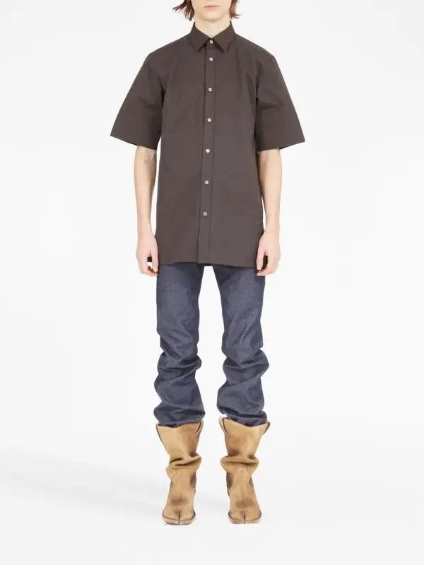 o1w1db11225 Four-stitch Short-sleeve Shirt Chocolate Brown