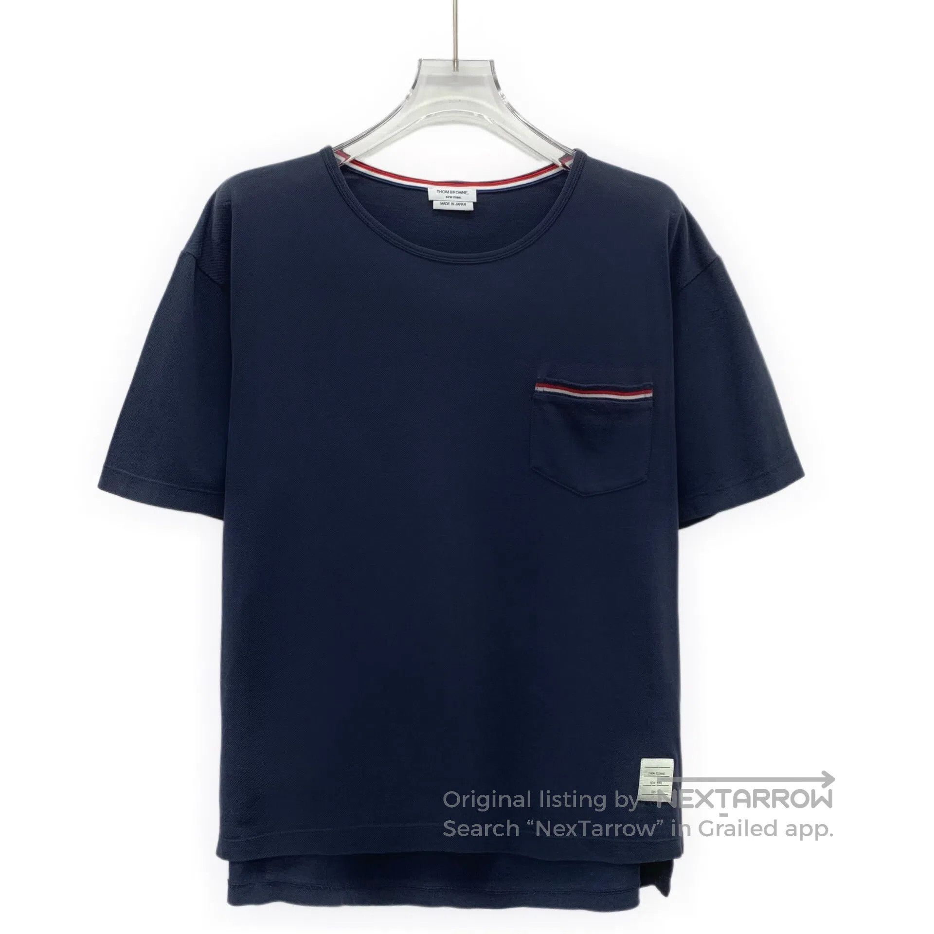 Thom Browne Thom Browne Navy Blue Striped Cotton Round Neck Short Slee Size US M / EU 48-50 / 2 - 1 Thumbnail