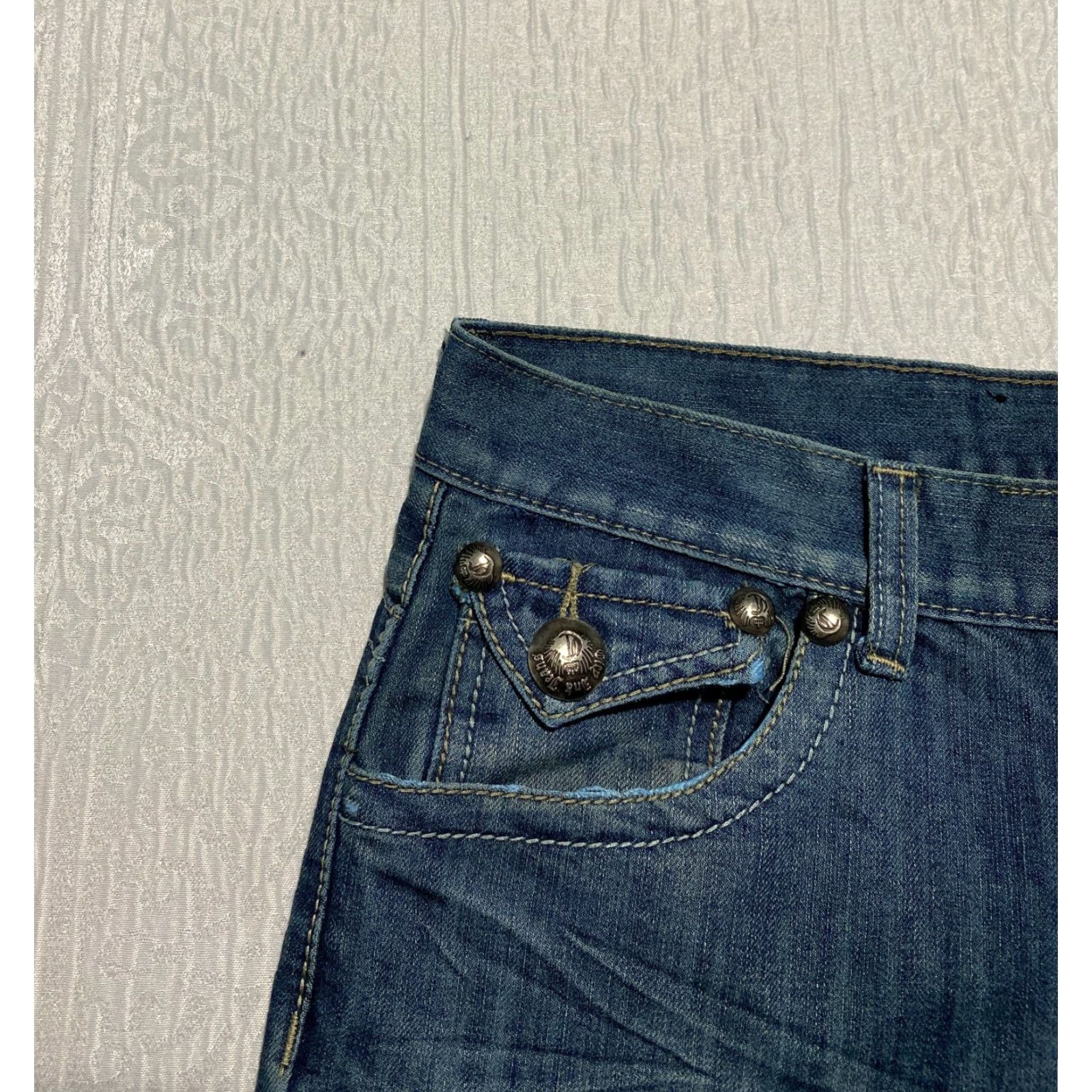 Vintage City Ink Jeans Men's Size 34 Blue Whiskers Flap Embroidered Pockets Size US 34 / EU 50 - 4 Thumbnail