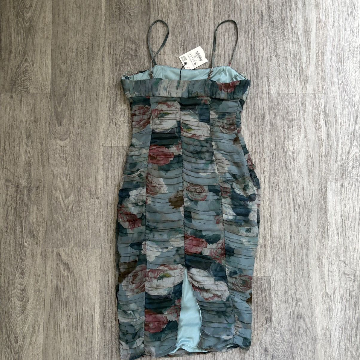 Zara Zara Blue Floral Draped Dress Medium M Spaghetti Strap Midi Size M / US 6-8 / IT 42-44 - 5 Thumbnail