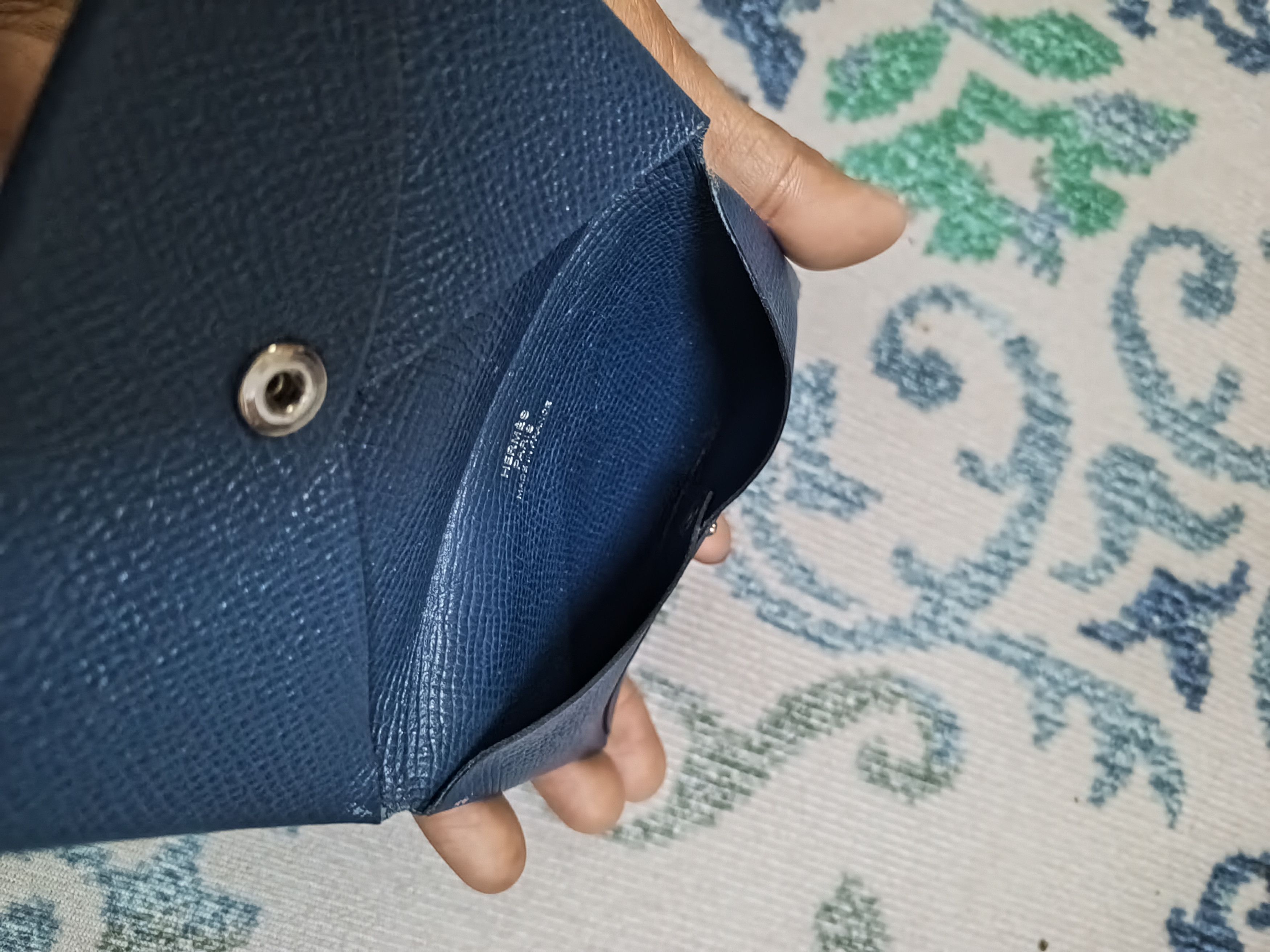 Hermes 🔥HERMES🔥CALVI LEATHER CARD WALLET NAVY BLUE Size ONE SIZE - 5 Thumbnail