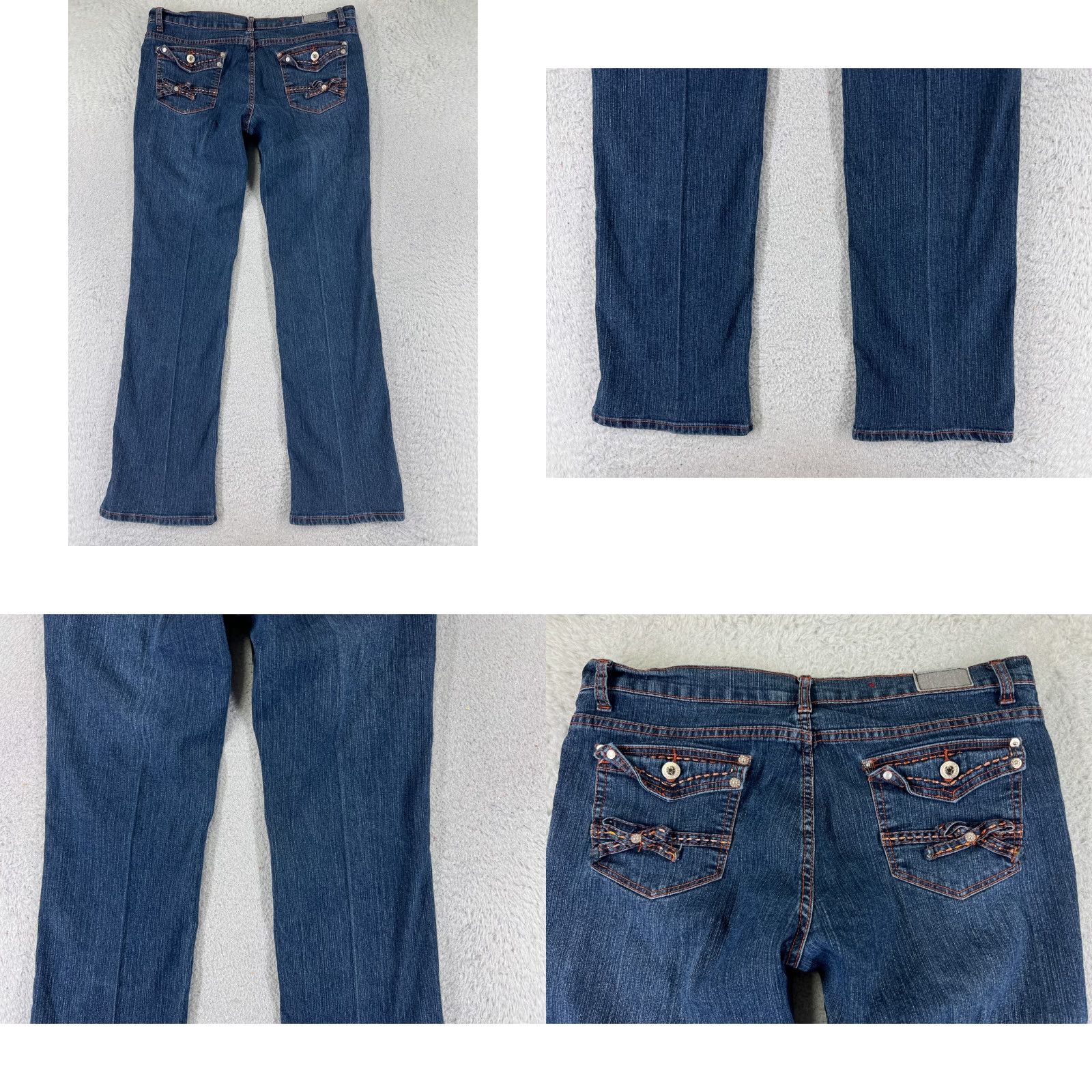 Denime VINTAGE PAZZO Jeans Women Bootscut Denim 31x31 Blue Floral Embellished Ramie Cotton Blend 15 Regular Size Size 36" / US 14 / IT 50 - 9 Thumbnail