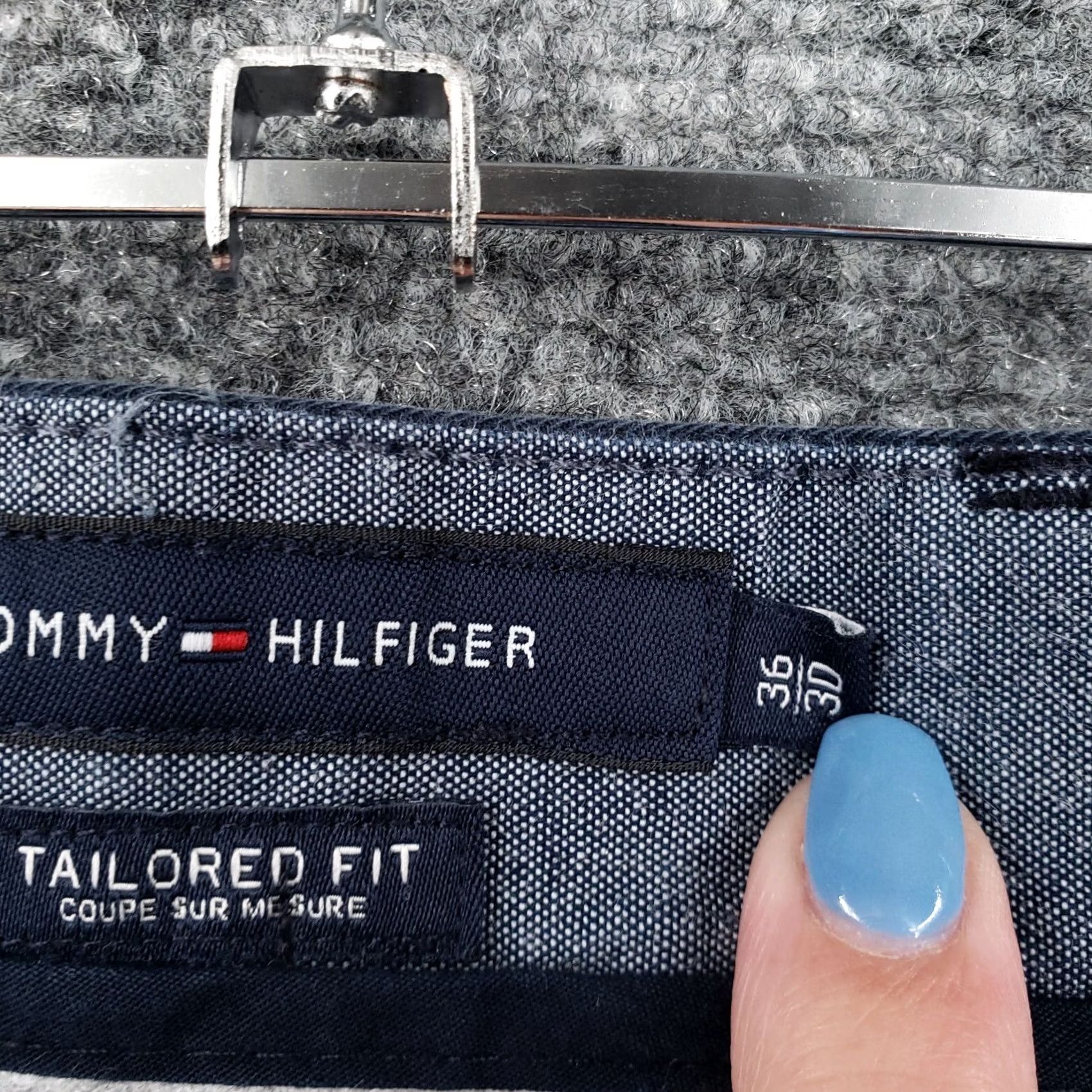 Tommy Hilfiger Tommy Hilfiger Pants Mens 36X30 Chino Cotton Blue Flat Front Regular Fit Tailored Size US 37 - 4 Thumbnail