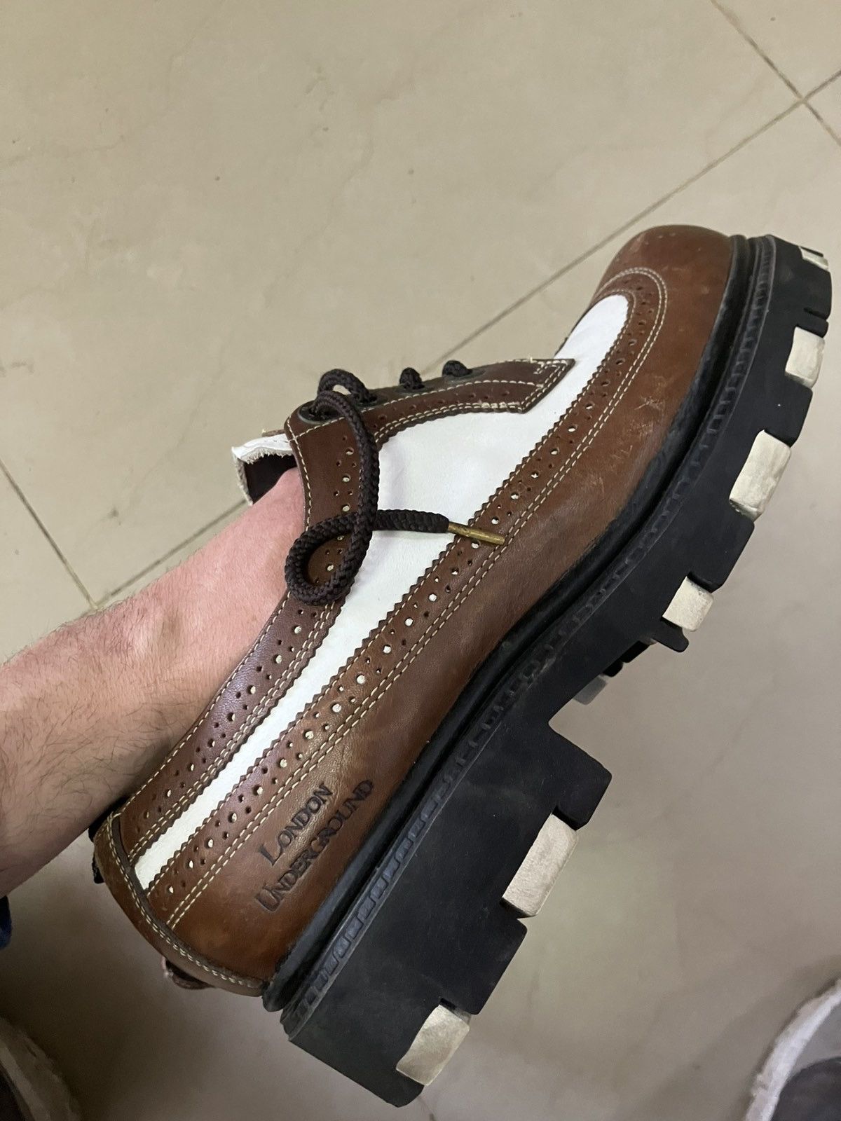 Y'2 Leather Vintage Y2K London Underground brown oxford creeper shoes Size US 10.5 / EU 43-44 - 8 Thumbnail