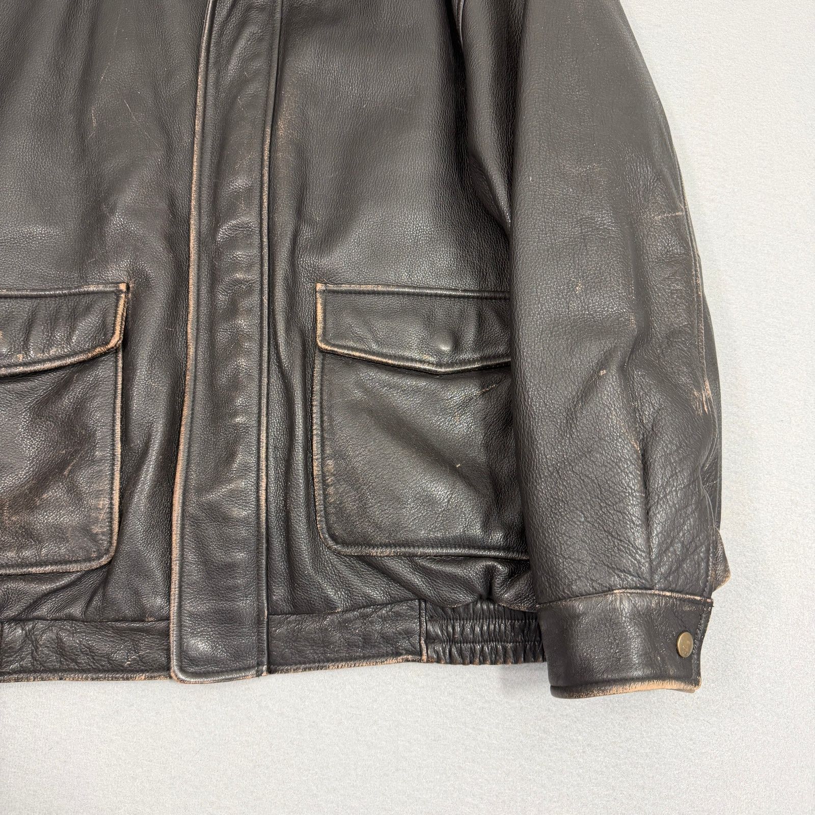 Vintage Vintage Jos A Bank Leather Bomber Jacket Men's XL Brown Size US XL / EU 56 / 4 - 2 Thumbnail