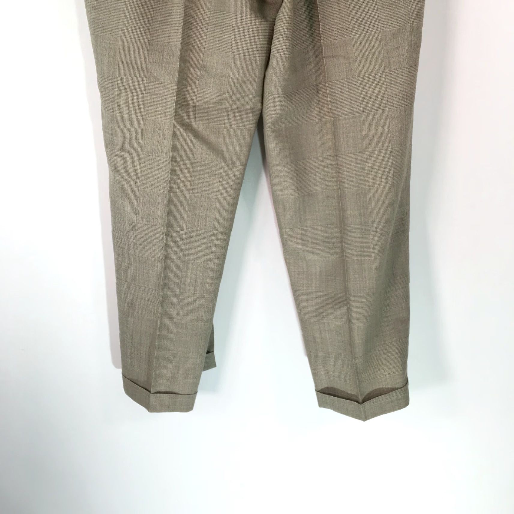 Vintage VINTAGE Luigi Rotto Arlotta Mens Dress Pants Cuffed Pleated Brown Wool Knit Check 36 Regular Inseam 32 Italy Vintage Men Pants 90s style Size US 36 / EU 52 - 3 Thumbnail