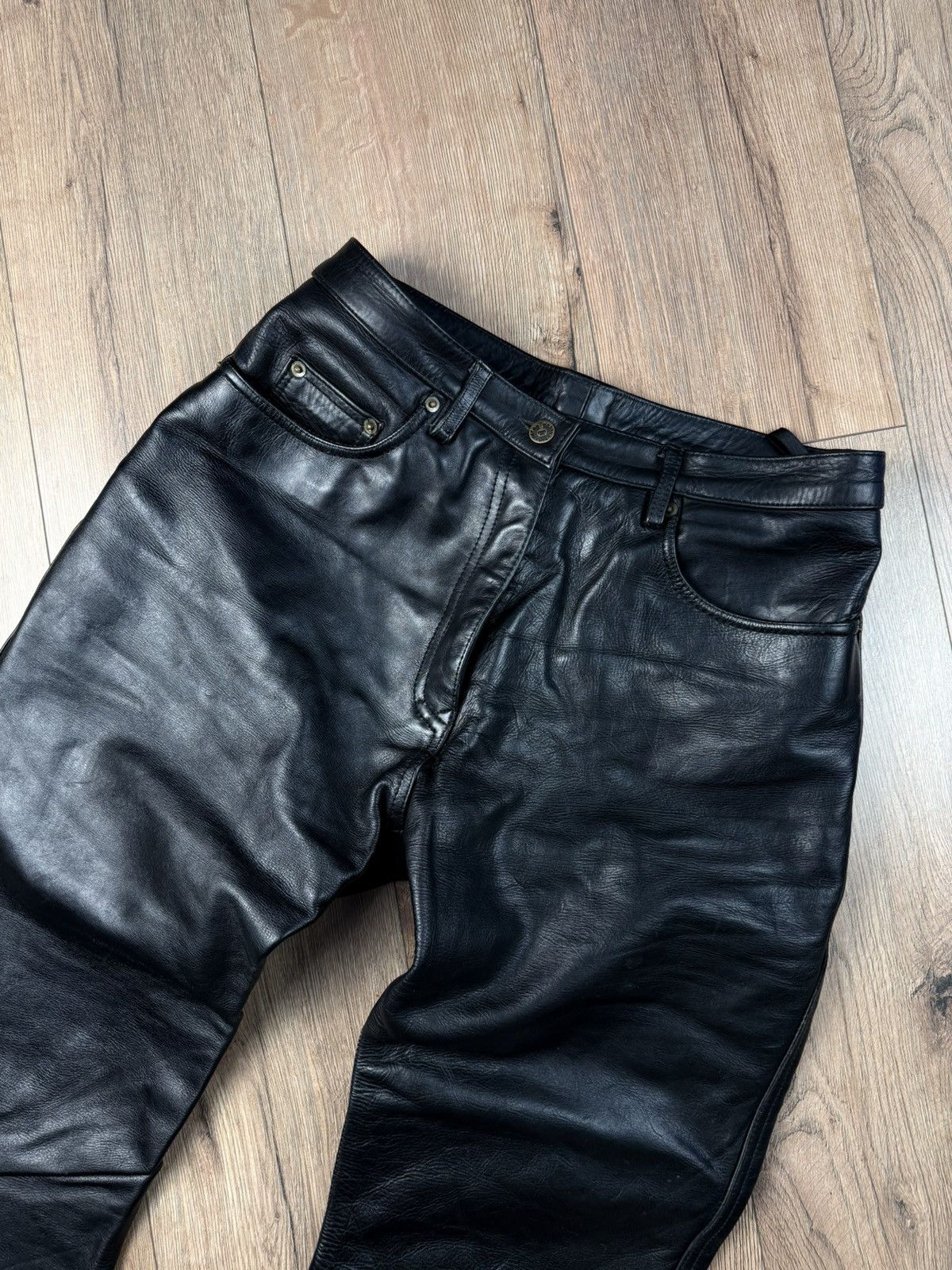 Belstaff Belstaff Vintage Leather Pants Men’s Biker Motorcycle Black Size US 31 - 2 Thumbnail