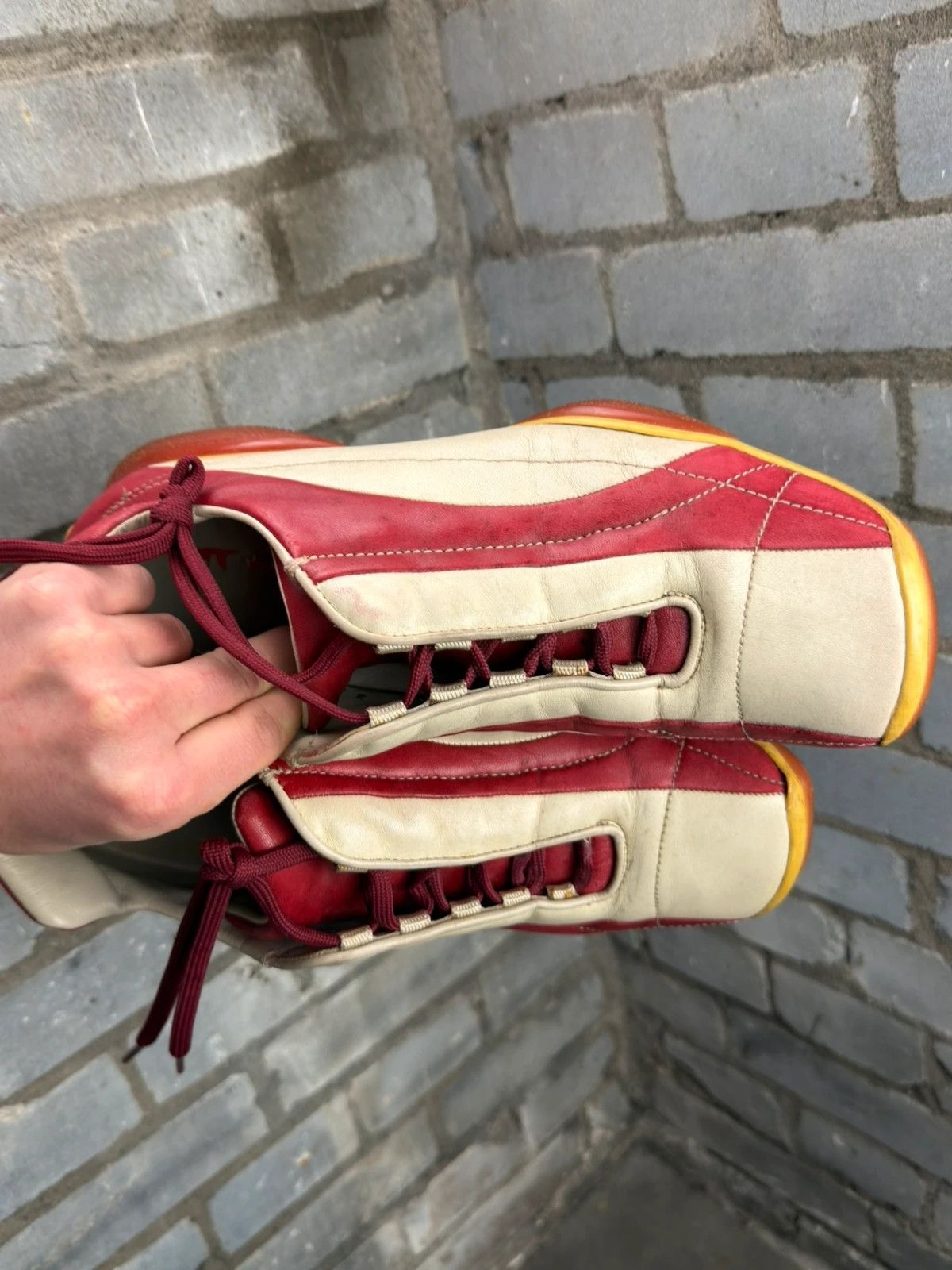 Prada Prada square toes archive 1999 red white leather trainers Size US 10 / EU 43 - 8 Thumbnail