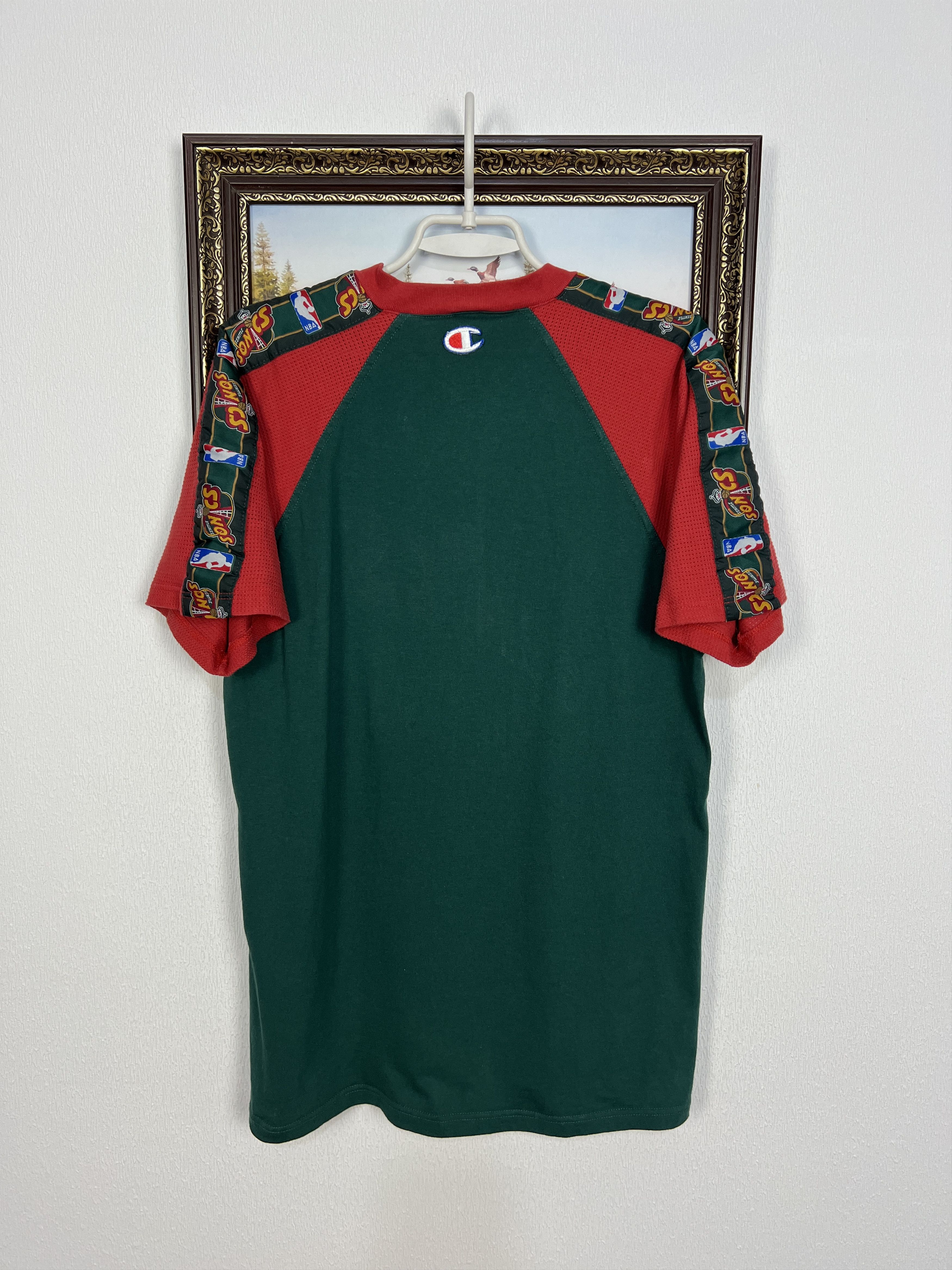 Champion Vintage Seattle Super Sonics Warm Up Jersey Over Print Shirt Size US L / EU 52-54 / 3 - 8 Thumbnail