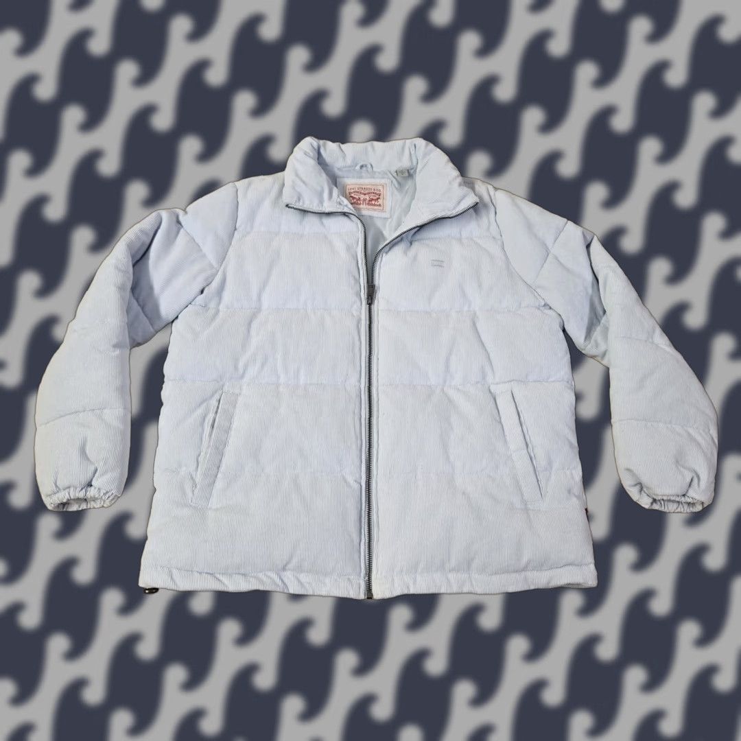 Vintage VINTAGE Levi Strauss Jacket Mens Large Light Blue Corduroy Puffer Full Zip Winter Coat Size US L / EU 52-54 / 3 - 1 Thumbnail
