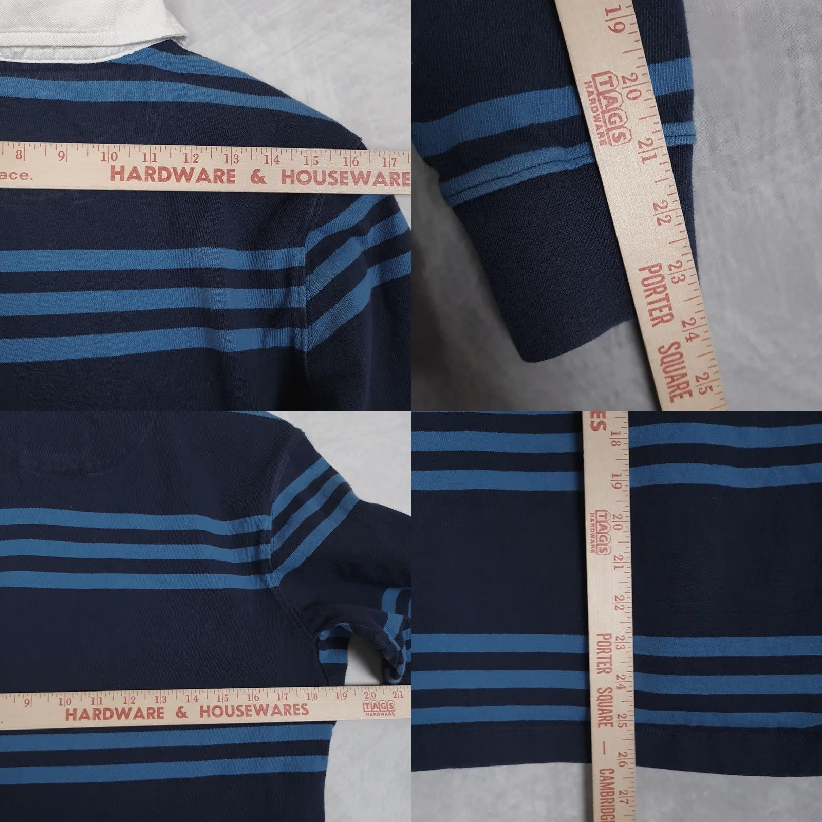 Lands' End Lands' End Rugby Shirt Mens Small Navy Blue Striped Long Sleeve 100% Cotton Casual Top Size US S / EU 44-46 / 1 - 9 Thumbnail