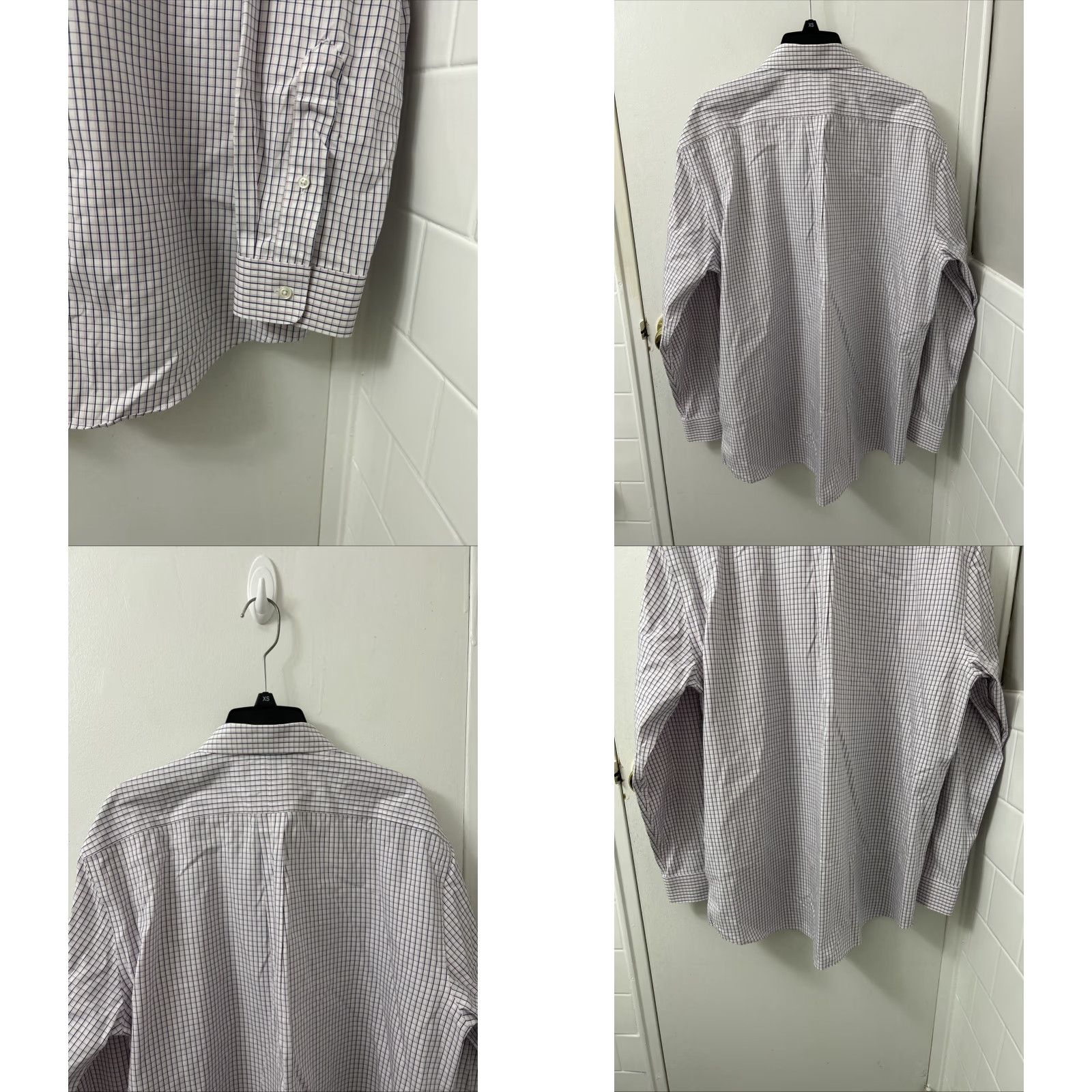 Vintage L.L. Bean Shirt Mens 16.5 White Oxford Plaid Button-Up Wrinkle-Free L/S 300450 Size US XL / EU 56 / 4 - 8 Thumbnail