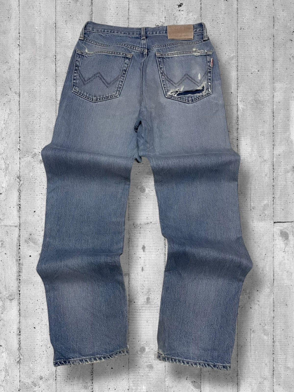 Designer × Edwin × Vintage Vintage 90s Japan Designer Edwin Blue Wash Distressed Denim Size US 29 - 9 Thumbnail