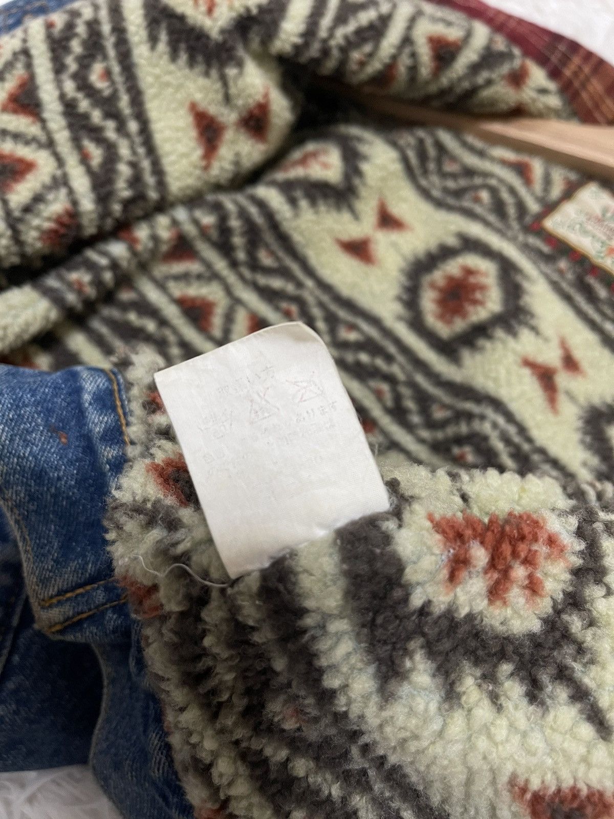 Vintage Sweet Camel Sherpa Lined Button Toggle Croped Denim Jacket Size M / US 6-8 / IT 42-44 - 12 Thumbnail