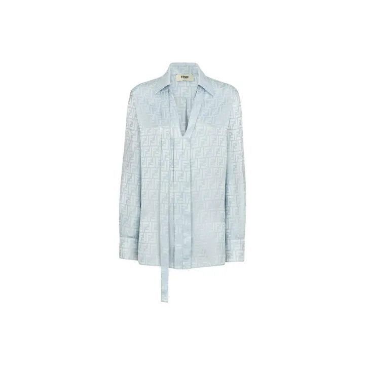 Fendi Fendi Blue FF Pattern Long Sleeve Shirt -2507 Size M / US 6-8 / IT 42-44 - 1 Thumbnail