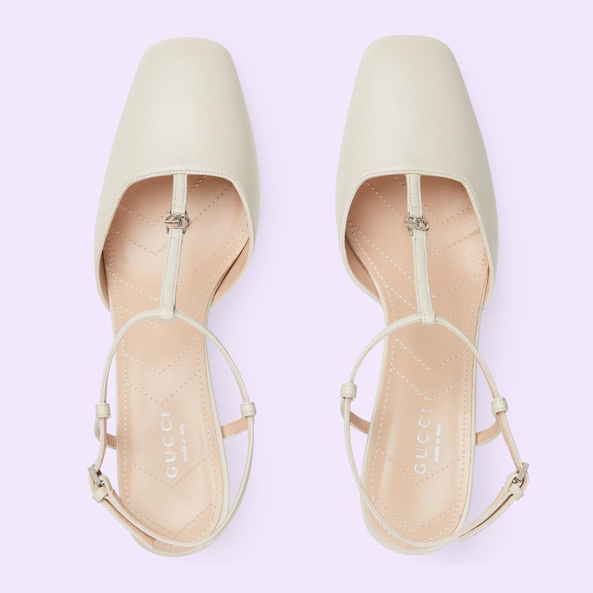Gucci o1s1wg110125 Double G Slingback Pumps in White Size US 4.5 / IT 34.5 - 4 Thumbnail