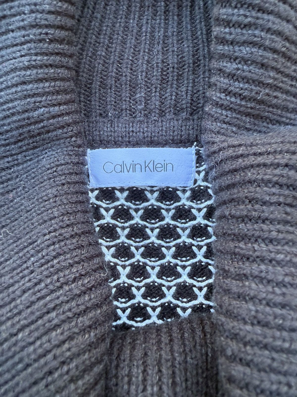 Calvin Klein Calvin Klein Black White Cowl Neck Sweater Hexagon Pattern Size S / US 4 / IT 40 - 8 Thumbnail