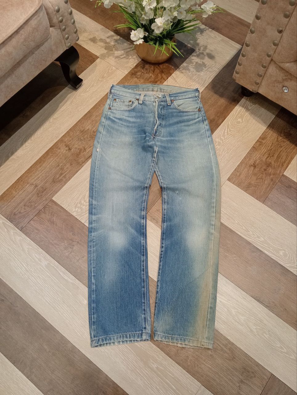 Levi's Vintage Clothing VINTAGE LEVI'S 501 TOP BUTTON #524 SELVEDGE BLUE DENIM PANTS Size US 29 - 1 Thumbnail