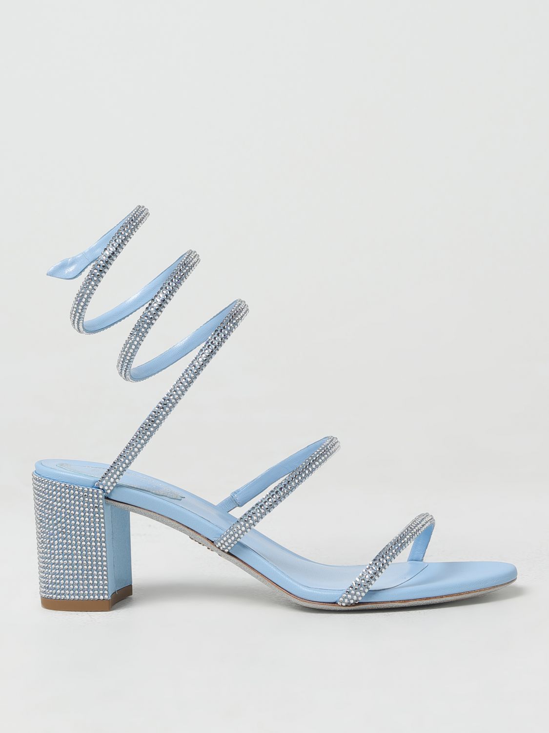 image of Rene Caovilla Heel Shoesed Sandals Woman Gnawed Blue, Women's (Size 8)