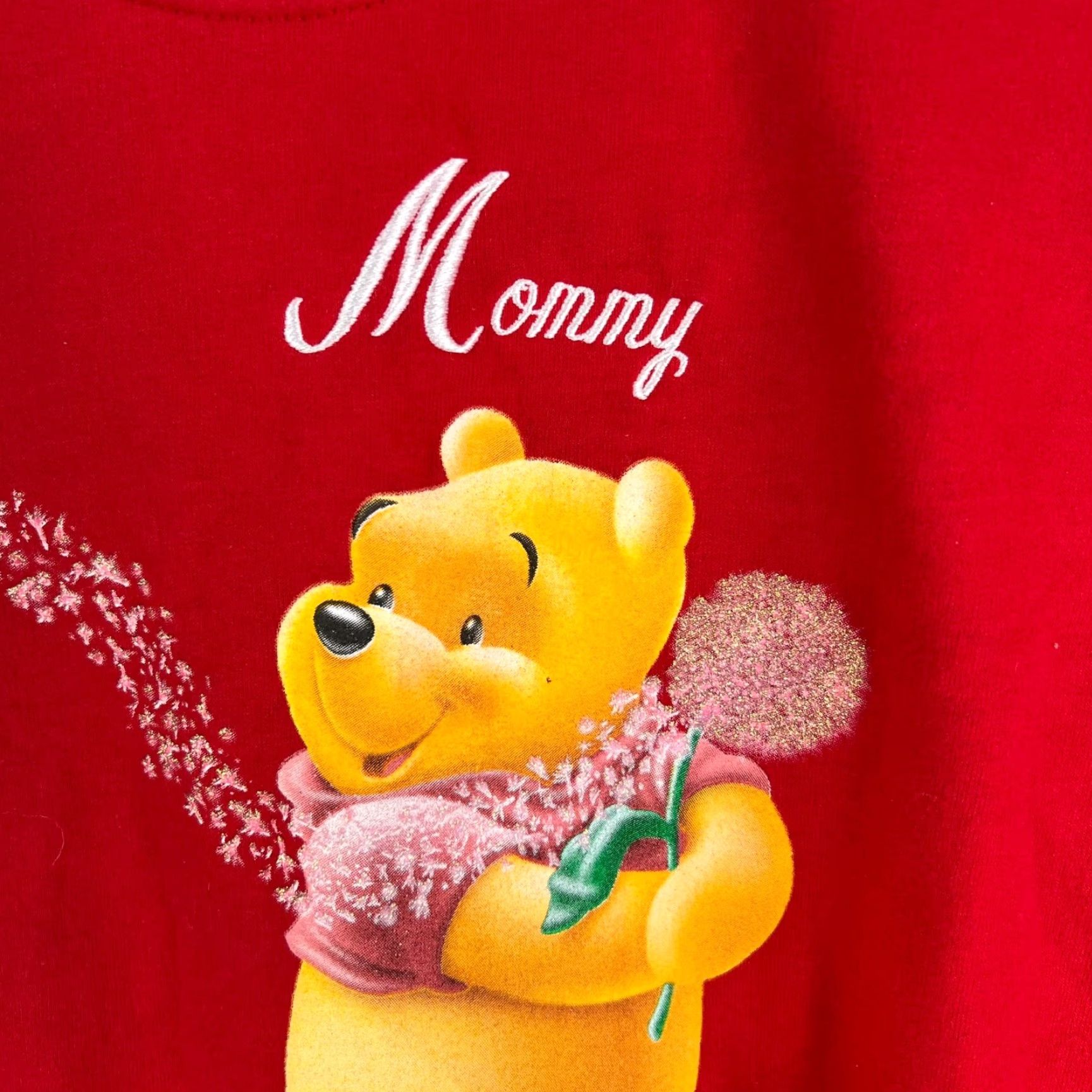Disney Disney Pooh Bear Mommy Sweatshirt Womens XL Red Embroidered Pullover Long Sleeve Round Neck Raw Hem Size XL / US 12-14 / IT 48-50 - 2 Thumbnail