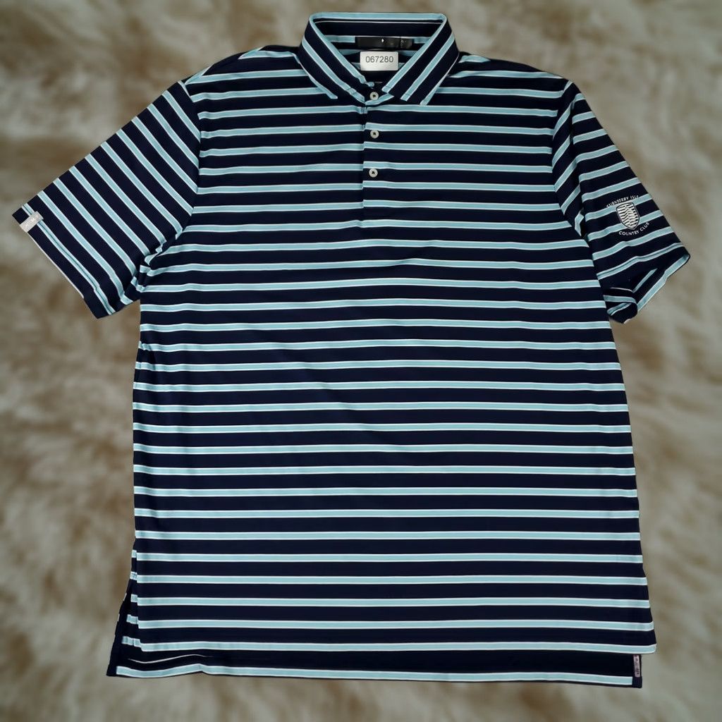 RLX Ralph Lauren RLX Ralph Lauren Polo Shirt Mens XL Blue Striped Golf Casual Short Sleeve Polo Size US XL / EU 56 / 4 - 1 Thumbnail