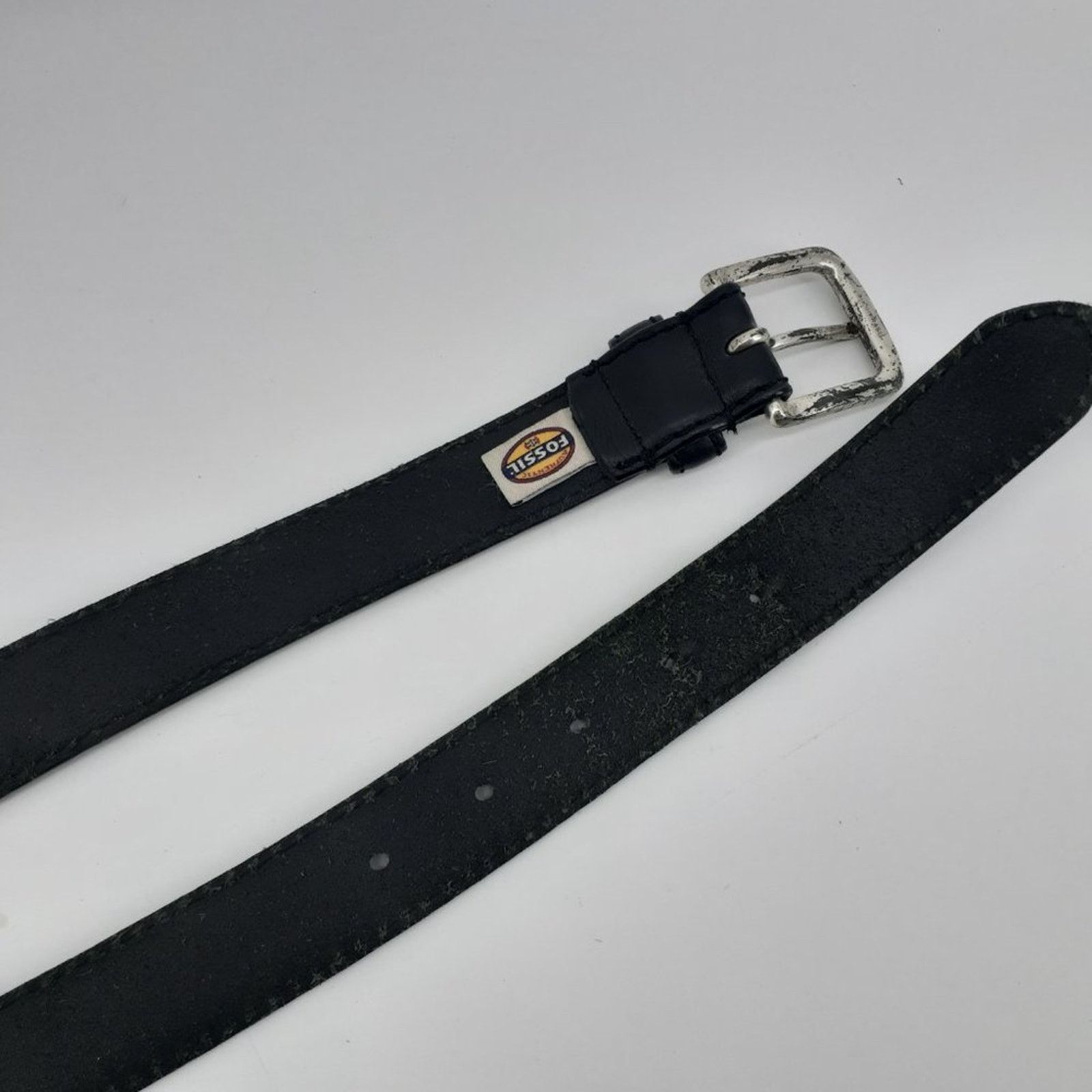 Fossil Vintage Fossil Men's Black Genuine Leather Dress Belt 44 Size 44 - 6 Thumbnail