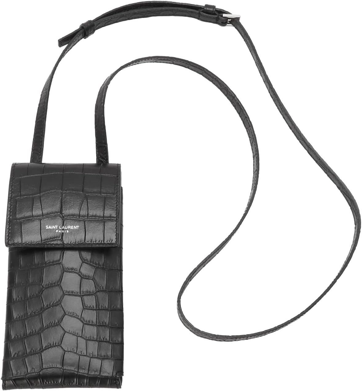 Saint Laurent Paris o1b1hav110824 Size: OS / Leather Phone Holder in Black Size ONE SIZE - 2 Thumbnail
