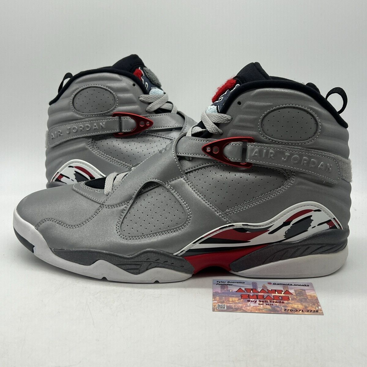 image of Air Jordan 8 Reflection Of A Champion Shoes in Silver, Men's (Size 14)