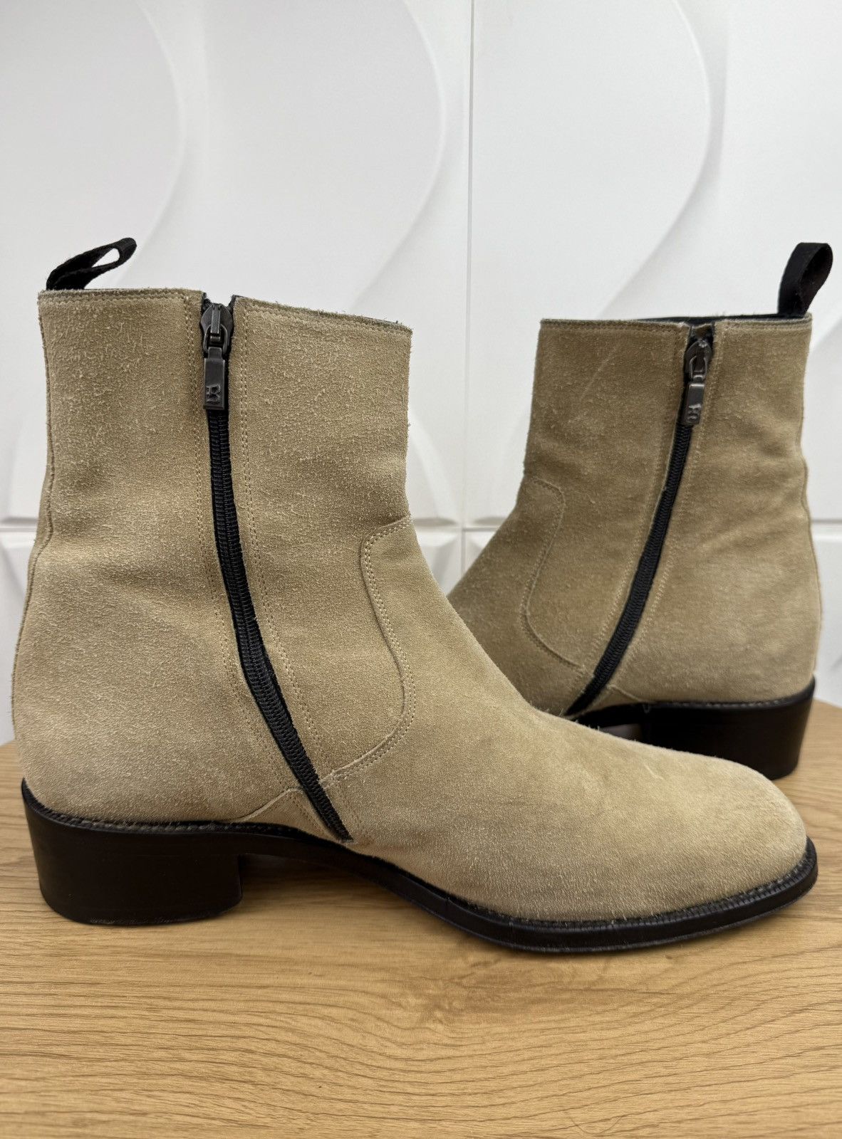 Brioni BRIONI Boots Suede Leather Shoes High Heels Side Zip Beige Size US 9 / EU 42 - 11 Thumbnail