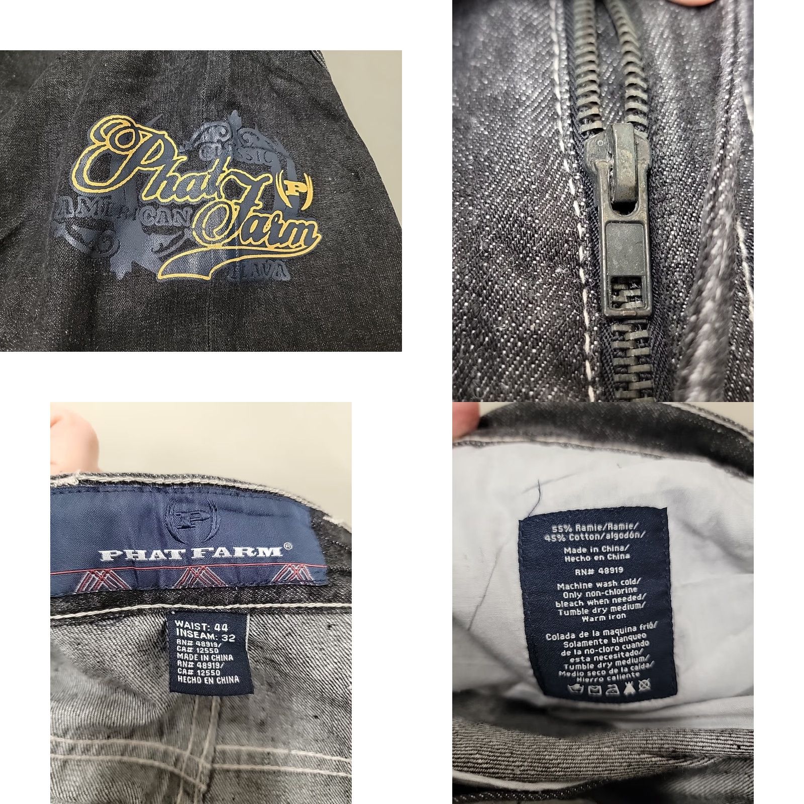 Vintage VINTAGE Black Phat Farm Denim Jeans Mens Wide-Leg 44x32 Cotton Blend 46x32 Inseam 32in Regular Computer-? Size US 44 / EU 60 - 10 Thumbnail