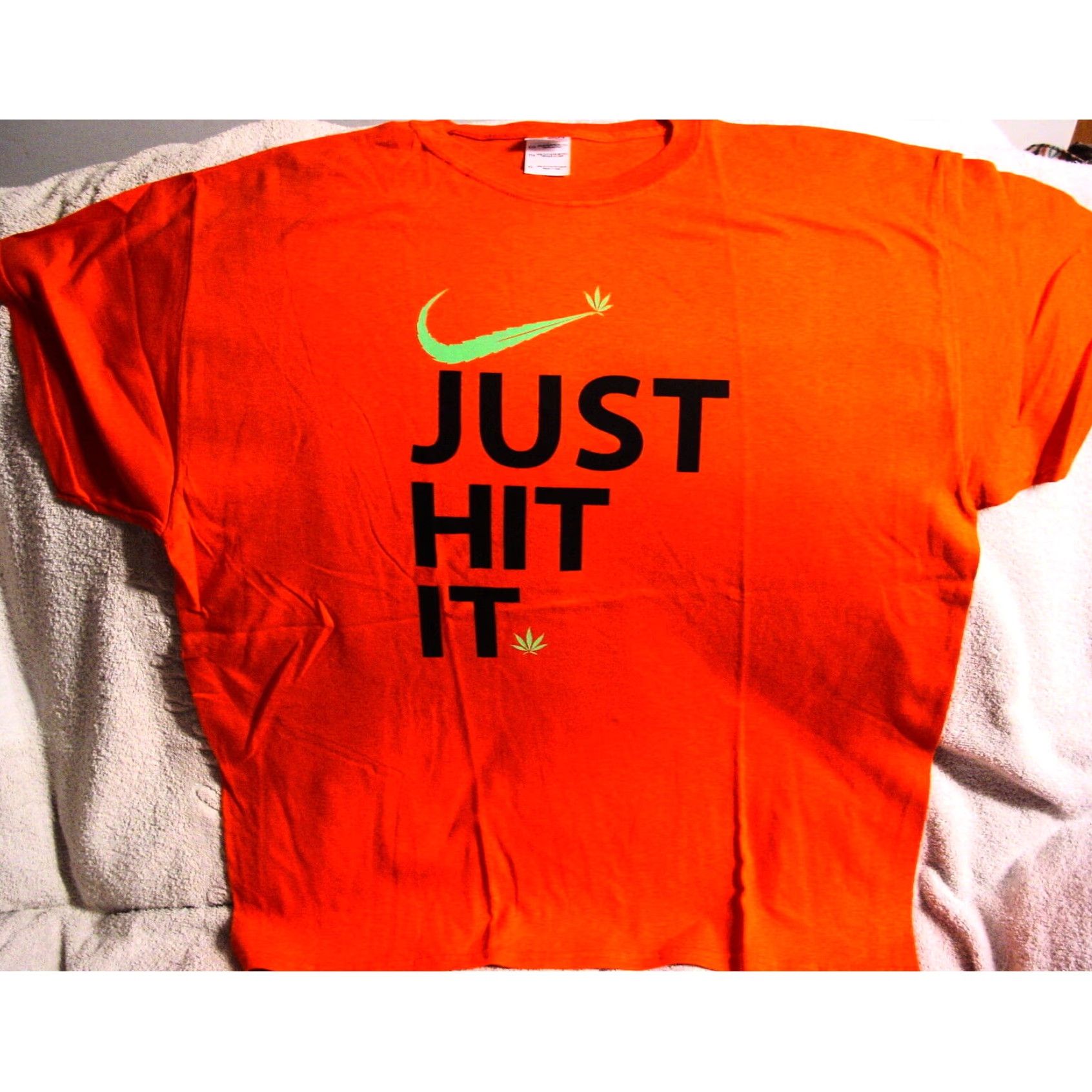 Vintage Cannabis Weed Marijuana Leaf Fashion Just Hit It Graphic Tee Shirt Orange Size US XL / EU 56 / 4 - 1 Preview