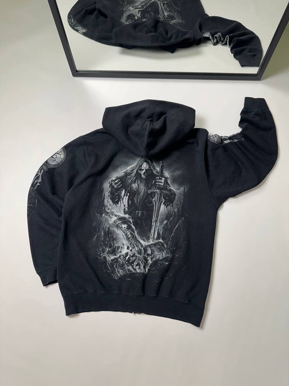 Band Tees × Japanese Brand × Vintage Vintage 90’s Tattoo Vibe Skull Gothic Opium Boxy Hoodie Size US M / EU 48-50 / 2 - 2 Thumbnail