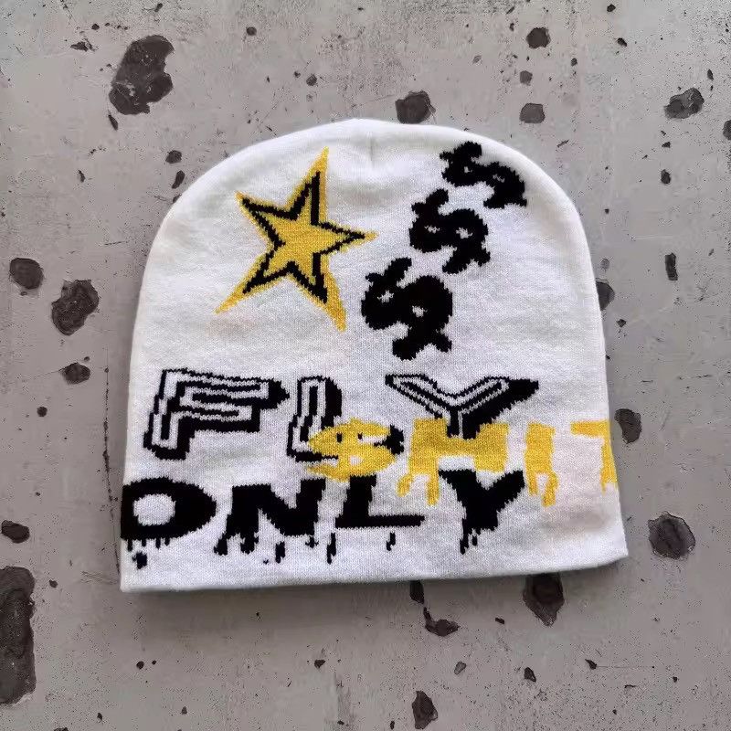 Japanese Brand Y2K Cyber Graphic Beanie | "FLY SHIT ONLY" Beanie Size ONE SIZE - 2 Thumbnail