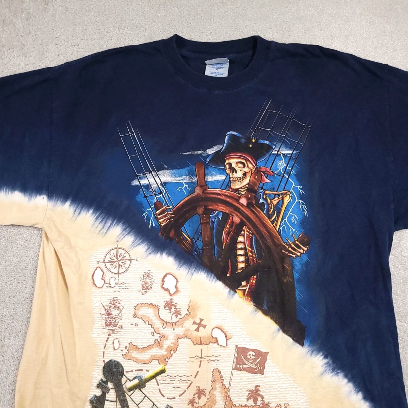 Vintage VINTAGE Pirate Skeleton Shirt Mens XL Map Nautical Compass Graphic Corpus Christi Tee Size US XL / EU 56 / 4 - 3 Thumbnail