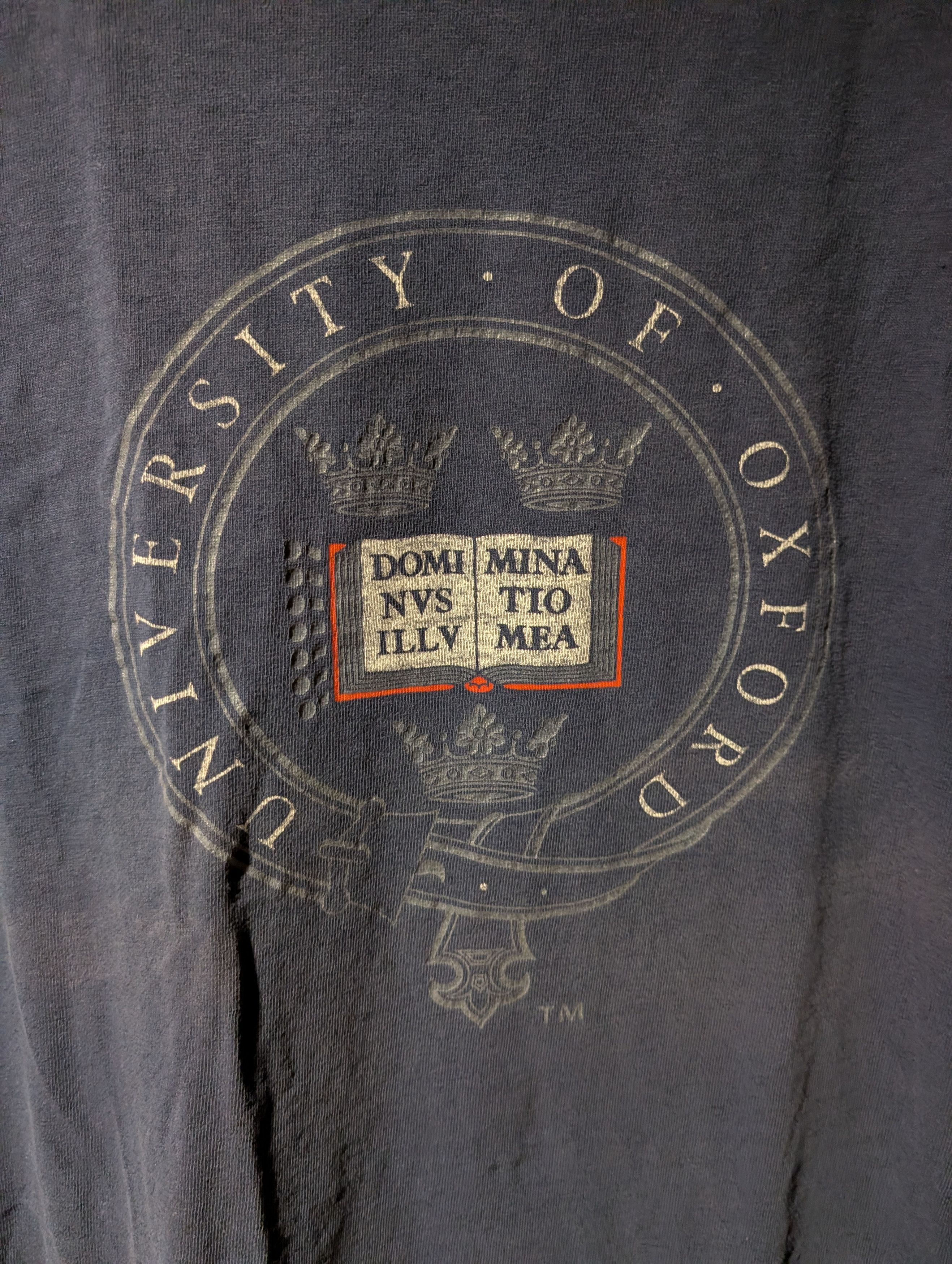 NCAA VTG University of Oxford T-Shirt Navy Blue Embroidered Crest Size US XL / EU 56 / 4 - 2 Thumbnail
