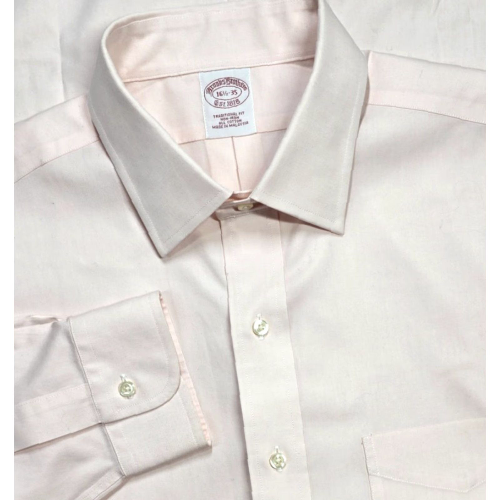 Brooks Brothers Brooks Brothers Button-Up Shirt 16.5-35 Pink Long Sleeve Mens Traditional Shirt Size 34R - 2 Thumbnail