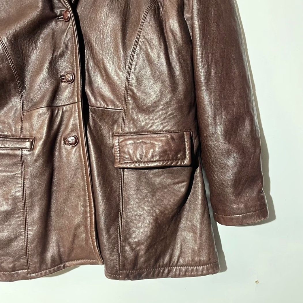 Vintage VINTAGE Touche by N.Bianco Brown Leather Jacket Blazer Womens 2XL Quilted Lining Coat Jacket Satin Lined Insulated All Seasons Casual Workwear Size XXL / US 16-18 / IT 52-54 - 3 Thumbnail