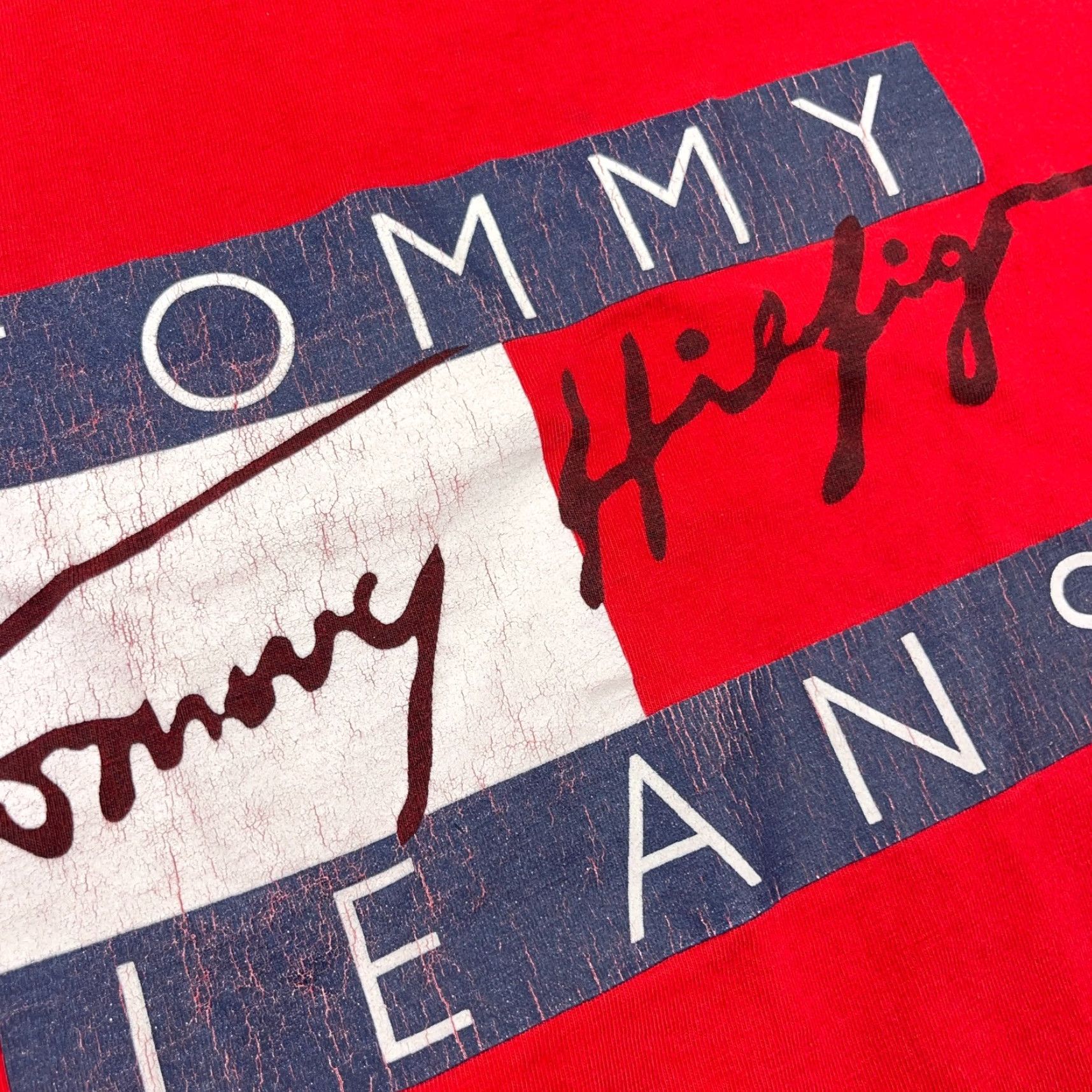 Tommy Hilfiger VINTAGE Tommy Hilfiger Shirt Men M Red Tee Spell Out Flag USA 90s Y2K Adult Size US M / EU 48-50 / 2 - 4 Thumbnail