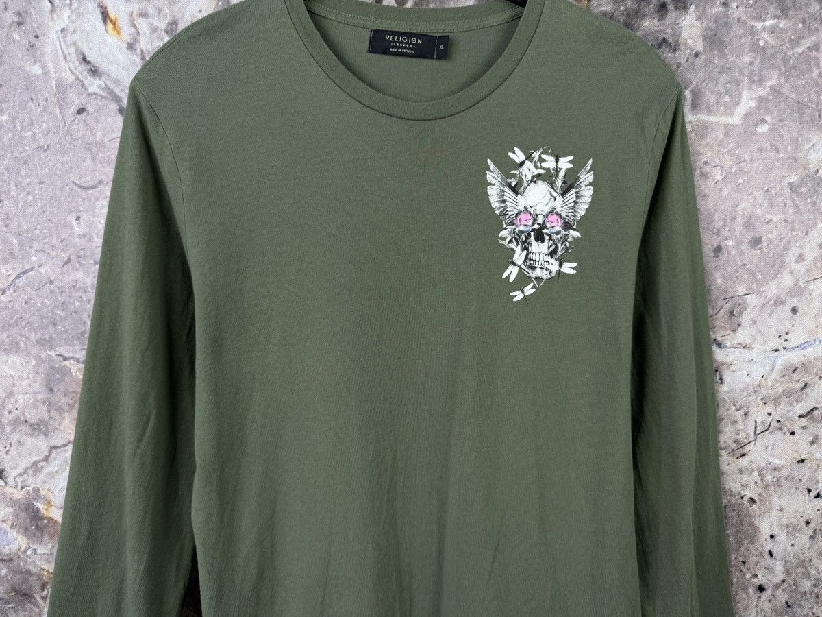 True Religion Religion Long Sleeve T-Shirt Graphic Skull Dragonfly Green Size US XL / EU 56 / 4 - 4 Thumbnail