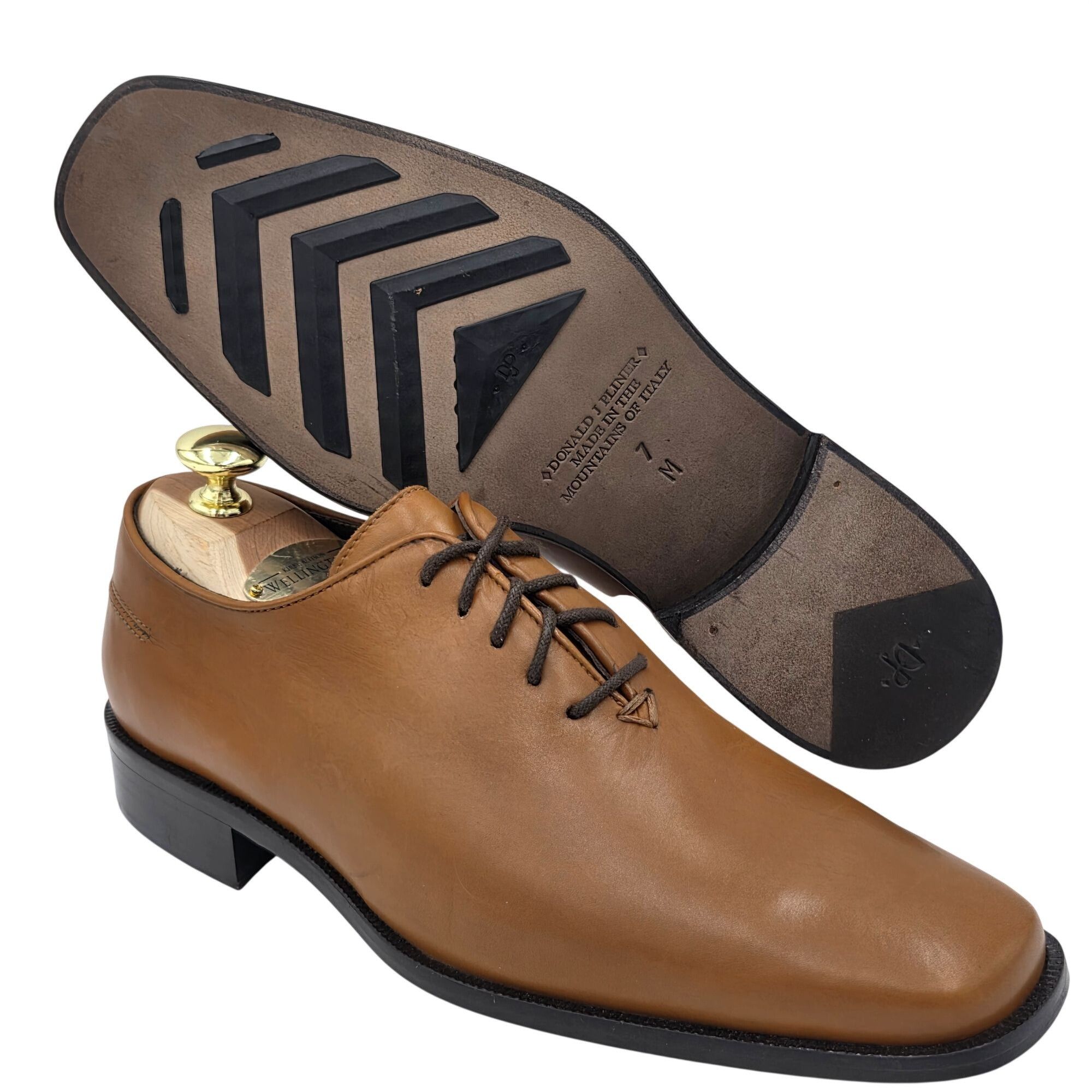 Donald Pliner NEW Donald J. Pliner Italy Wholecut Tan Calf Leather Derby Size US 7 / EU 40 - 13 Thumbnail