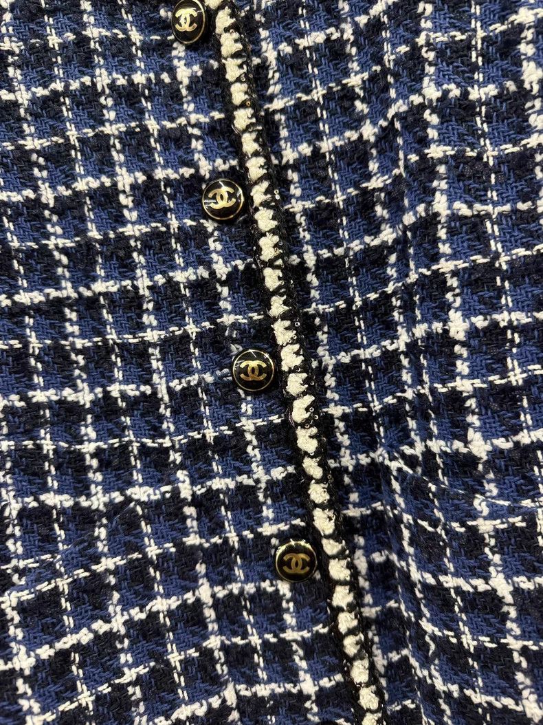 Chanel Chanel Blue plaid tweed coat Size S / US 4 / IT 40 - 2 Thumbnail