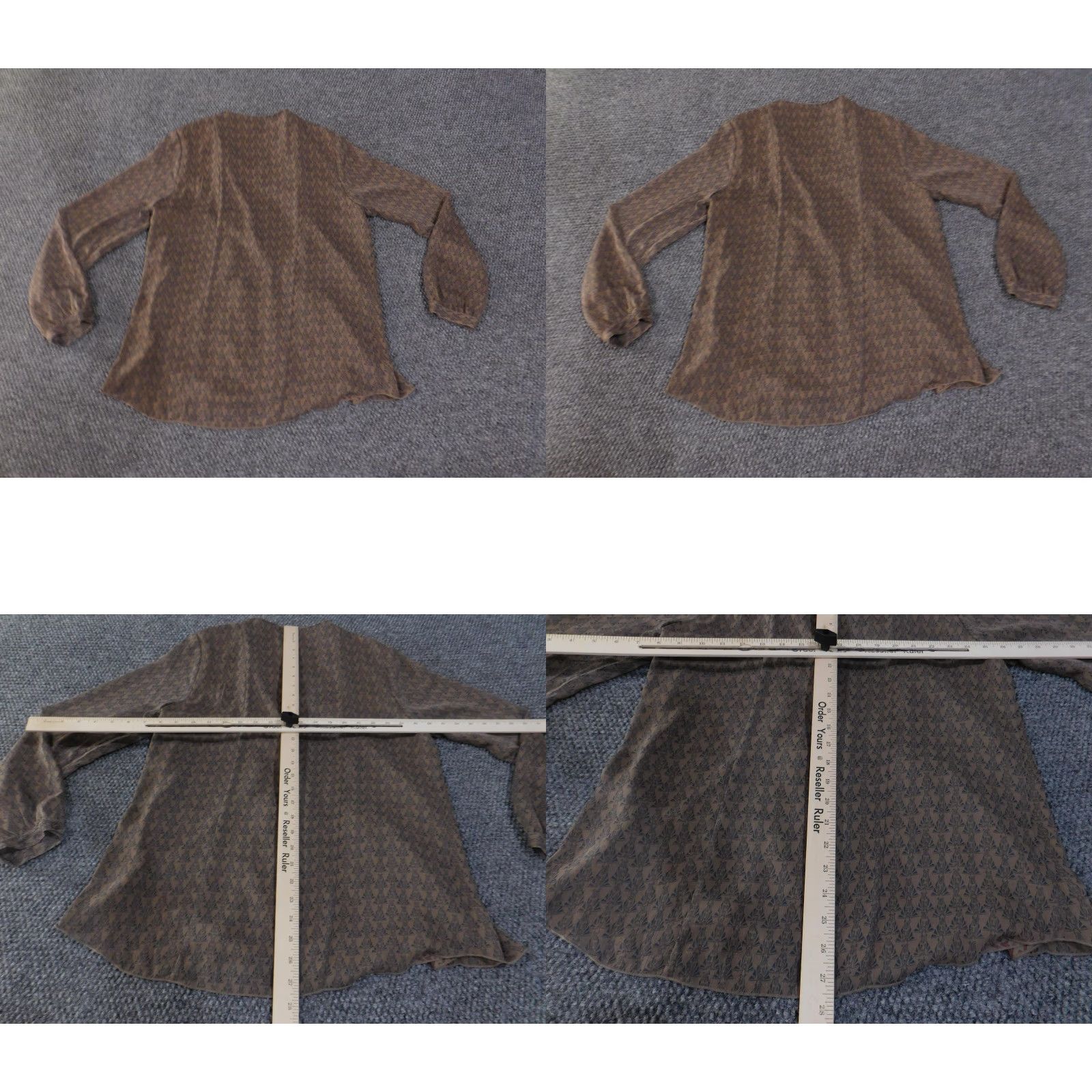 Coldwater Creek Coldwater Creek Blouse Womens Small 6 8 Brown Sheer Long Sleeve Patterned Top Geometric Size S / US 4 / IT 40 - 9 Thumbnail