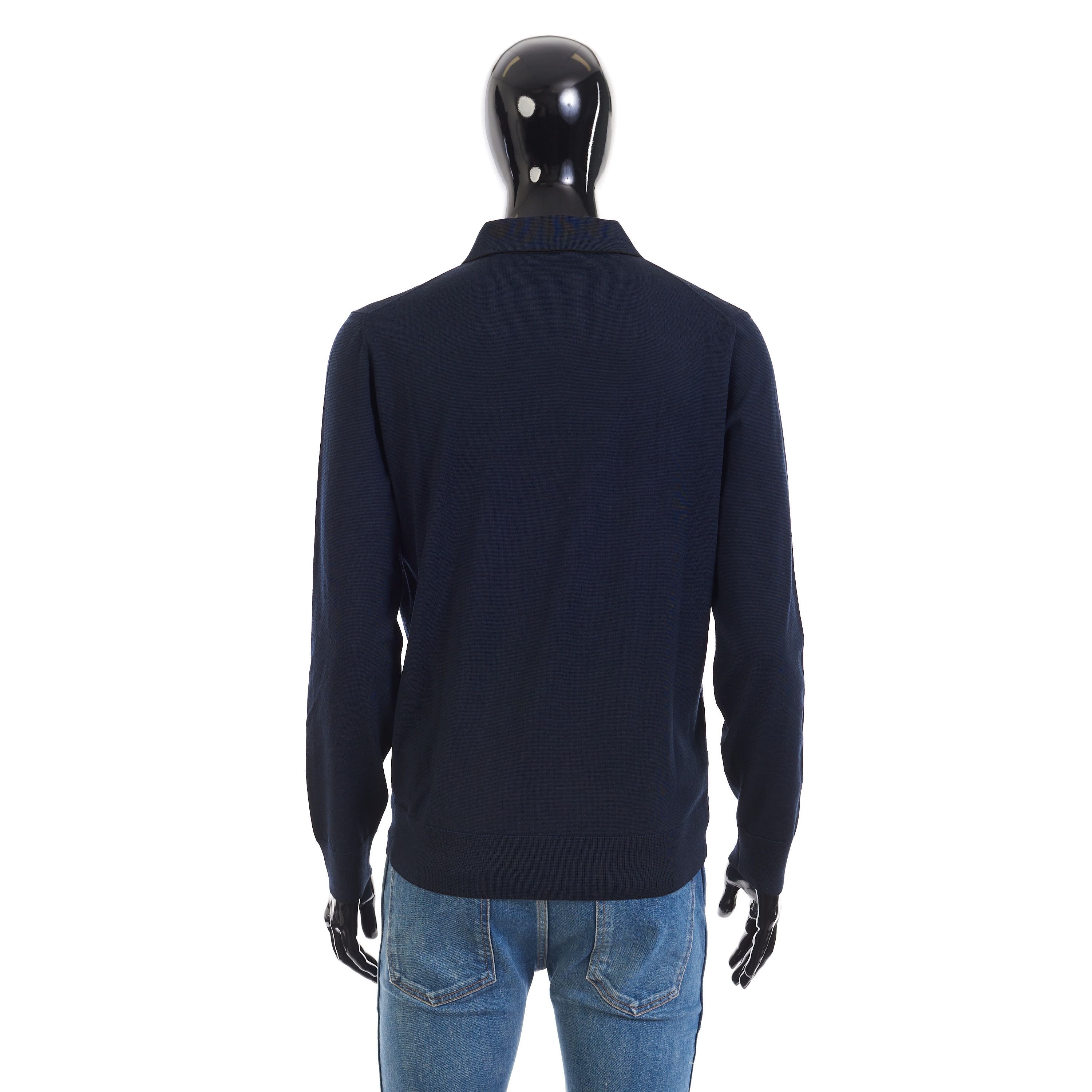 Brioni Polo Sweater With Metal Zip In Blue Wool Size US L / EU 52-54 / 3 - 5 Thumbnail