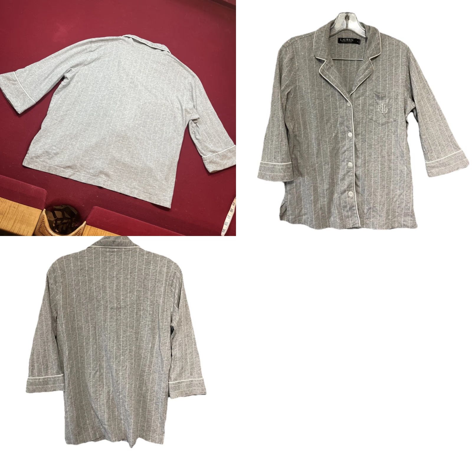 Ralph Lauren Lauren Ralph Lauren GRAY knit PJ TOP Women’s XL Pajama Button Shirt Black Label Size XL / US 12-14 / IT 48-50 - 11 Thumbnail