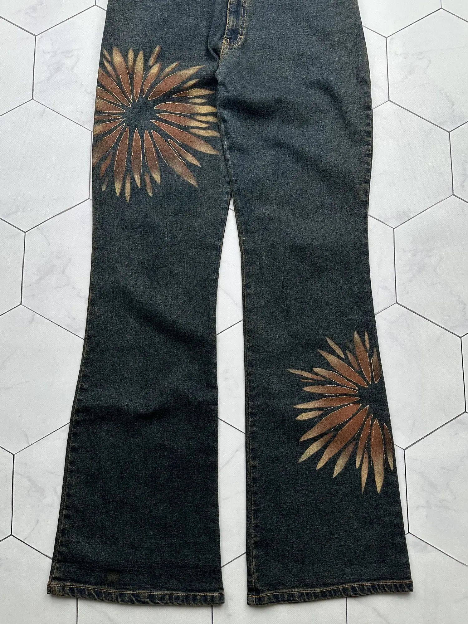 Japanese Brand Vintage Printed Flare Jeans (B425)E2 Size 27" / US 4 / IT 40 - 3 Thumbnail