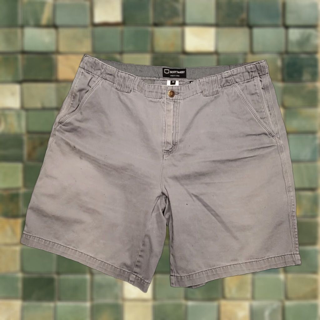 Vintage SCOTTeVEST Shorts Mens 40 Gray Chino Flat Front TEC Travel Hidden Pockets Casual Size US 40 / EU 56 - 1 Thumbnail
