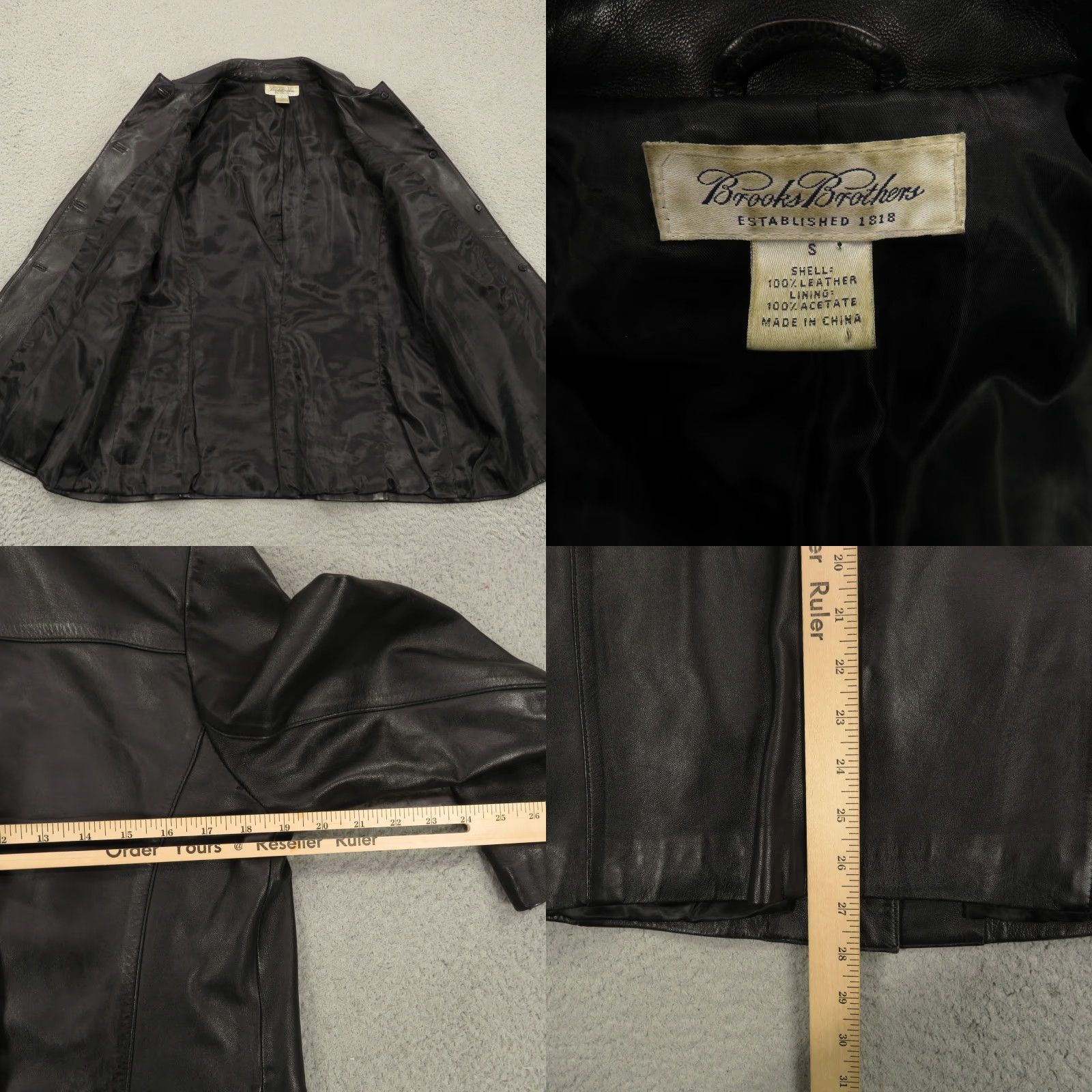 Brooks Brothers Womens Brooks Brothers Leather Jacket Small Five Button Collared Single Breasted Buttoned Size S / US 4 / IT 40 - 8 Thumbnail