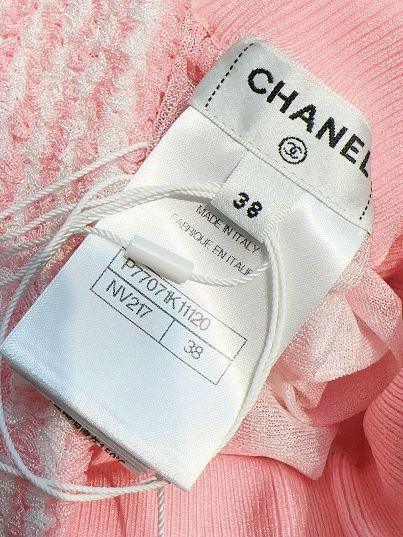 Chanel Chanel 24S pink and white color-matched striped elastic hi Size 25" / US 0 / IT 36 - 4 Thumbnail