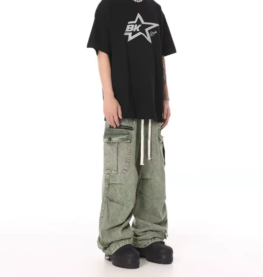 Japanese Brand × Jean Washed vintage drawstring elastic waist baggy jeans Size US 32 / EU 48 - 5 Thumbnail