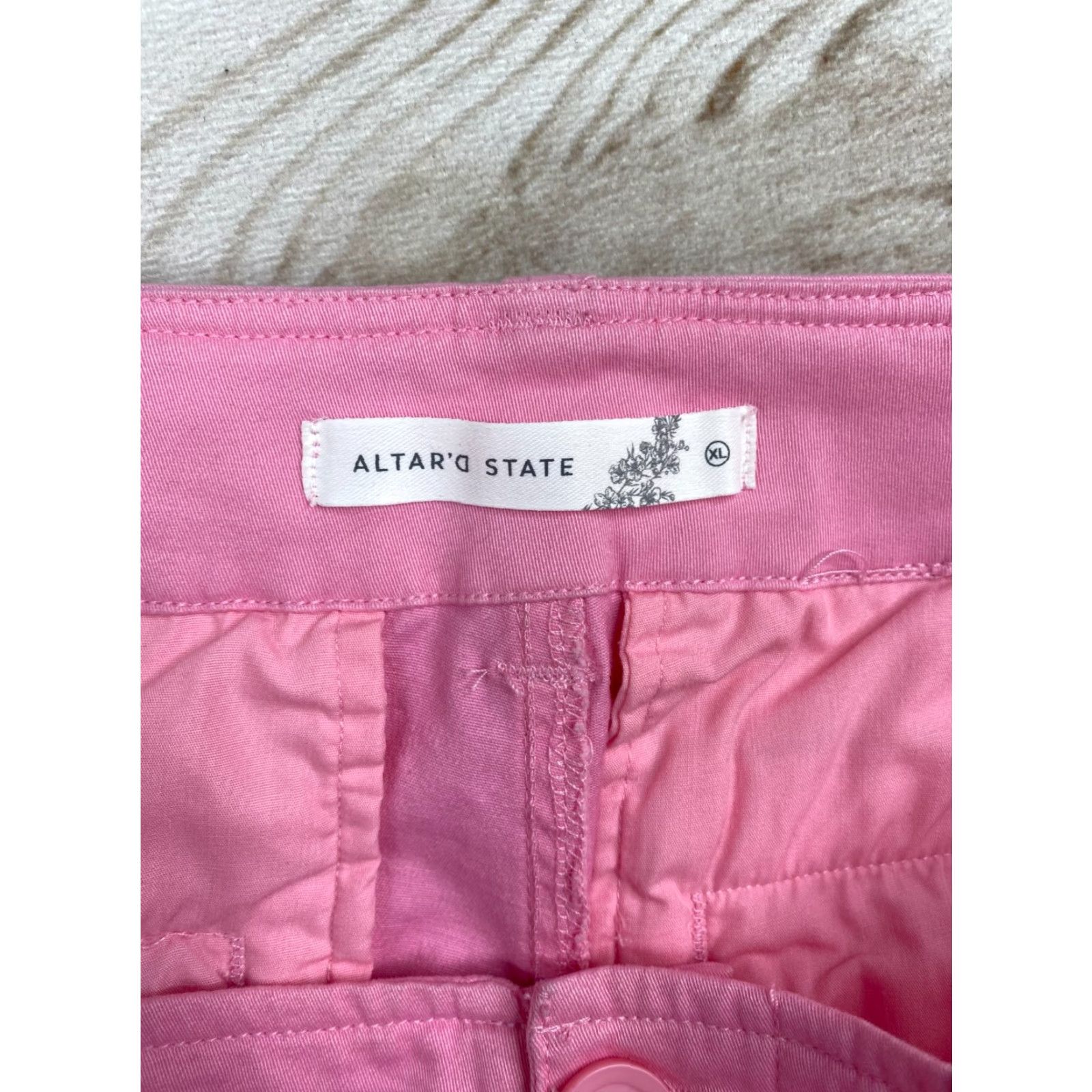 Vintage Altar'd State Women's Cargo Pants XL Pink High Rise Straight Stretch Casual NWT Size 40" / US 18 - 4 Thumbnail